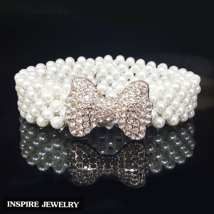 inspire-jewelry-เข็มขัดมุกสวยงาม-งานแฟชั่น-หัวเข็มขัดรูปโบว์-สำหรับชุดไทย-หรือไทยประยุกต์