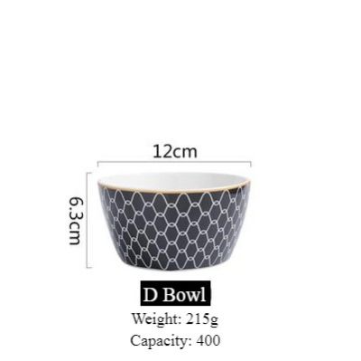 Geometric patterns Ceramic Salad Bowl Europen Style Noodle Container For salad soup Bowl Ceramica Set Kitchen Tool Tableware