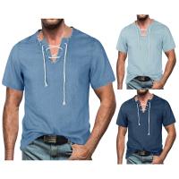 Fashionable And Comfortable MenS V Neck Lace Up Tassel Denim T Shirt Top Big Shirts Spandex T Shirts Mens T Shirts Casual