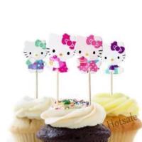 【Ready Stock】 ❄◆ E05 Ready Stock 24 Pcs /Pack Hello Kitty Theme Cake Topper Cupcake Topper