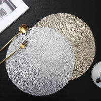 6Pcs Gold Round Placemats Line Circle Metallic Pressed ไวนิล15 "ห้องครัวโต๊ะรับประทานอาหาร Mats Hollow Out ในร่ม Gold ตกแต่ง