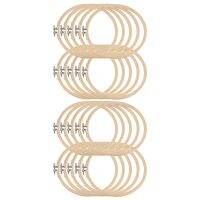 20 Pieces 6.7Inch 17cm Round Wooden Embroidery Hoops Set Bulk Wholesale Adjustable Bamboo Circle Cross Stitch Hoop Ring