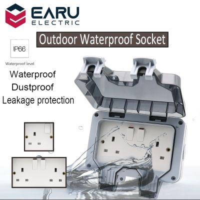 British UK Standard IP66 13A AC250V Weatherproof Waterproof Outdoor Wall Power Socket Box Electrical Outlet for Charging Pile