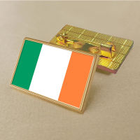 Ireland flag pin 2.5*1.5cm zinc die-cast PVC colour coated gold rectangular medallion badge without added resin