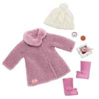 Our Generation DELUXE SHERPA COAT W/ KNITTED POMPOM HAT OUTFIT BD30490Z