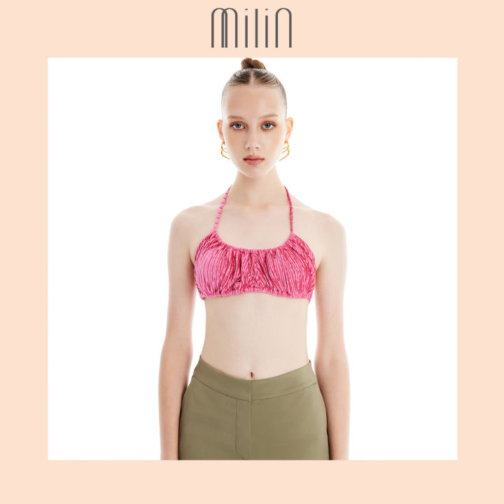 milin-ruched-with-string-tie-velvet-bra-top-เสื้อสายเดี่ยวกำมะหยี่แต่งรูดแบบผูกได้-lusty-top