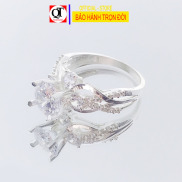 Nhẫn nữ Bạc Quang Thản, nhẫn nữ ổ cao gắn đá kim cương nhân tạo size 5