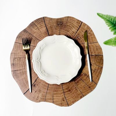 【CC】✌▤▬  Wood Grain Plastic Placemat Table Cup Plate Bowl Coaster Anti-skid Decoration   Accessories