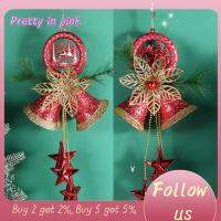 PRETTY IN PINK 1 สีแดงเเดง จี้ระฆังคริสต์มาส หรูหราเบาๆ พลาสติกทำจากพลาสติก ระฆังแขวนประดับต้นคริสต์มาส ของขวัญสำหรับเด็ก จี้พวงหรีดรูปดาวห้าแฉก เทศกาลในงานเทศกาล