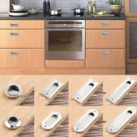 【CW】 Hidden Recessed Pull Handle Stainless Steel Oval Flush Concealed Furniture Handles for Drawer Cupboard Cabinet Sliding Door Knob