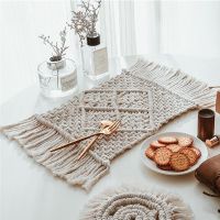 【CC】 Macrame Placemats Heat-Resistant Non-Slip Tablemat Coaster Restaurant Handcrafted Cotton Braid Insulation Mats