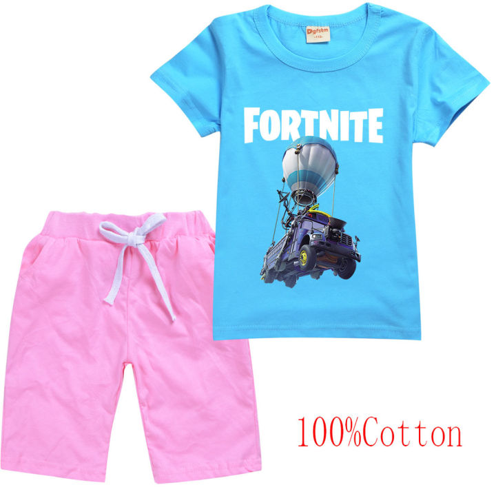 fortnites-เสื้อยืดชุดสาวเด็กแขนสั้นเสื้อทีกางเกงขาสั้นที่เดินทางมาพักผ่อนการ์ตูนกางเกงขาสั้นแฟชั่นใหม่เกาหลีบุคลิกภาพเสื้อยืด8658