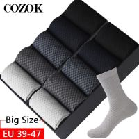 5 Pairs High Quality Bamboo Fiber Men Socks Business Breathable Deodorant Compression Socks Men Long Big Size EU39 47 Large Plus