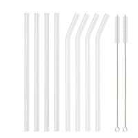 Straight Bend Straw Borosilicate Glass Straws Environmentally Friendly Reusable for Milkshak Bar Accessories Straws with Brushes Barware