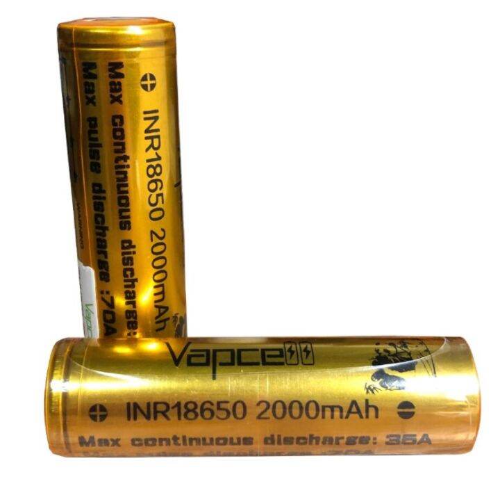 ถ่านชาร์จ Vapcell INR18650 2000 mAh gold Max PD70A ของแท้ไฟแรง | Lazada ...
