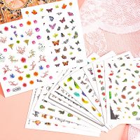 New 3D Nail Art Stickers Flowers/Butterfly/Leaves Self Adhesive Transfer Slider Wrap colorful Cartoon Decor Manicure Decoration