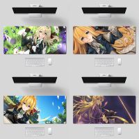 Anime Violet Evergarden แผ่นรองเมาส์ขนาดควีนไซส์ Gamer XL แผ่นรองเมาส์เกมมิ่งยางล็อคขอบโต๊ะแล็ปท็อป