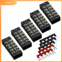 BIMI 10pcs (5 Sets) 5ตำแหน่ง เทอร์มินอลบล็อกเทอร์มินัล 25A 600V แถวคู่ ขั้วต่อสกรูลวด จัมเปอร์แถบกั้น พร้อมฝาปิด แถบบล็อกแถบ วิศวกรรมไฟฟ้า