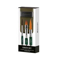 ESCODA Synthetic Travel Brush Green Set(E212730000) l เซ็ตพิเศษ พู่กันพกพาขนสังเคราะห์ด้ามสีเขียว พร้อมเคส แบรนด์ Escoda