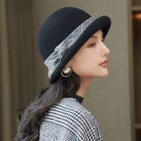 ♗ Mother Top Grade Gift Female Winter Cloche Hat Lady FormalFelt Fedora Woman Asymmetric 100 Wool Hats