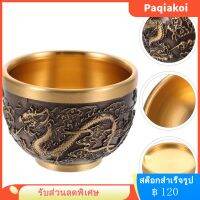 Paqiakoi Chinses Style Copper Teacup Vintage Dragon Pattern Teacup Vintage Membossed Cup Restaurant