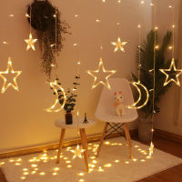 3.5M LED Garland Curtain Star Moon Icicle Lamps Fairy String Light Decoration Christmas Holiday Home Ramadan Decoration 2022