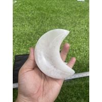 1 Pc AAA Quality Polish Selenite Stone mineral Bowl In Moon Shape 10 cm