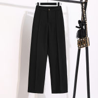 Women Chic Office Wear Straight Pants Vintage High Waist Slit Ladies Trousers Plus Size Baggy Korean 2021 Autumn Wide Leg Pants