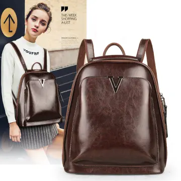 LV Louis Vuitton Women Daypack School Bag Leather Backpack from