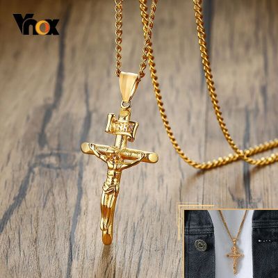 【CW】Vnox Mens Assorted Catholic Cross Pendant Necklaces  Stainless Steel Christ Prayer Collar Jewelry with 24" Chain