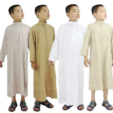 Muslim Boys Kids Saudi Robe Thoub Thobe Jubba Daffah Arab Dress Islamic  Clothing
