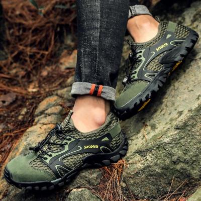 ORNGMALL รองเท้าผ้าใบเดินป่ากันลื่นสำหรับผู้ชายรองเท้าเดินกลางแจ้งผู้ชายระบายอากาศได้ดีดูดซับเหงื่อได้ดี
