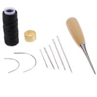 1Set Leather Sewing Needles Stitching Awl Needle Thread Thimble Shoe Repair Tool