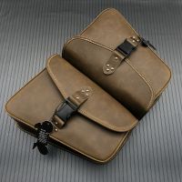 Motorcycle bag For Sportster XL 883 1200 Motorcycle Saddle Bags Pu Retro brown Leather Motorbike Side Tool Bag out door Luggage