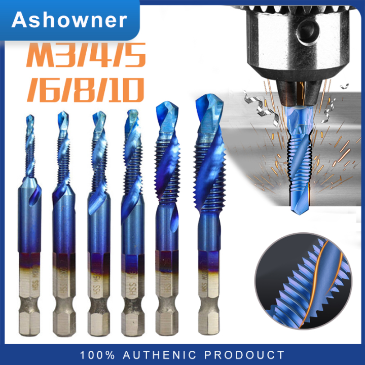 6pcs M3M10 Screw Tap Drill Bits Hss Taps Countersink Deburr Set Metric
