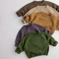 6M-6Y Baby Solid Pullover Sweater Kids Korean Style Children Tops Clothing Autumn Spring Boys Girls Pure Cotton Pullover Sweater