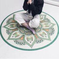 Big 140cm Printed Non-Slip Foldable Natural Rubber Yoga Round Pad Mat for Fitness Meditation Kids Play Dance Cushion