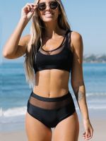 Rinabe High Waist Bikini Women Bathing Suit Mesh Swimwear Solid Bikinis 2022 Biquinis Feminino Swimsuit Push Up Bikini Set Beach