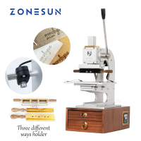 ZONESUN เครื่องปั๊มโลโก้ด้วยตนเอง,เครื่องปั๊มฟอยล์ไม้หนังพร้อมตัวระบุตำแหน่งอินฟราเรด