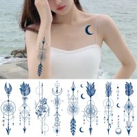 Women Men Juice Blue Tattoo Sticker Water Transfer Semi-Permanent Fake Tattoo Long Lasting Waterproof Body Art Tattoo Sticker