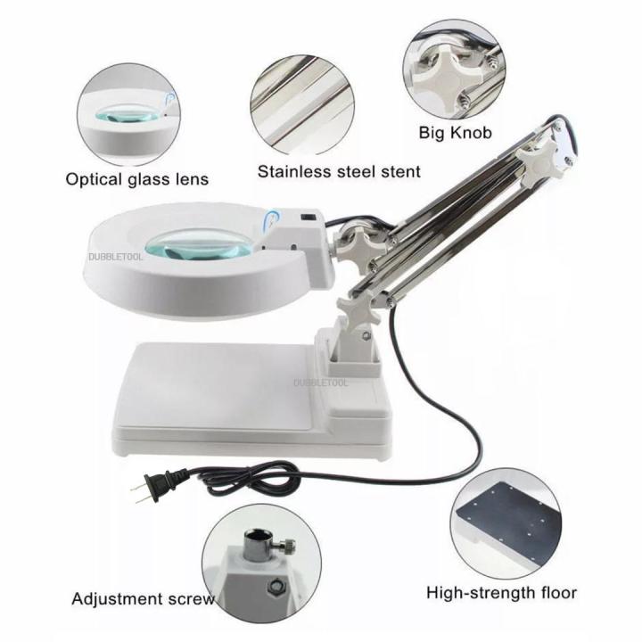 โคมไฟแว่นขยายตั้งโต๊ะ-10x-ไฟสีขาว-magnifying-lamp-10x-white-โคมไฟแว่นขยายแบบตั้งโต๊ะ