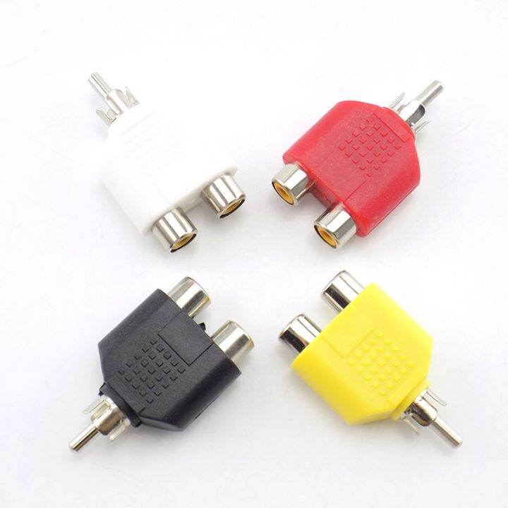 Rca Y Splitter Av Audio Video Plug Converter 1 Male To 2 Female Adapter Kit Lotus Color Av Jack 3996