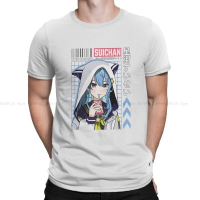 Hololive Creative Tshirt For Men Hoshimachi Suisei With Hoodie Classic Round Collar T Shirt Gift Clothes Tops