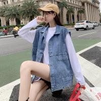 利Womens Denim Vest Short Coats Blue Female Spring Summer Jacket Y2K Korean Style Ladies for Woman 2023 New in Casual Outerwear