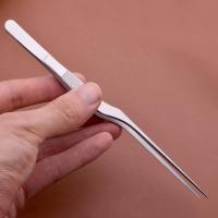 【YP】 13.5cm Ear Earpick Wax Removal Forceps Angled Clamp Nasal Curved Earwax Clip Remover Cleaner Tweezer