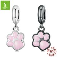 [COD] Ziyun explosive pink mini cat claw diy pendant cute pet paw print s925 silver bracelet beaded