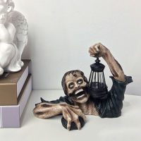 Zombie Lantern Halloween Decoration Walking Dead Resin Zombie Statue Ornament Garden Zombie Climbing Out of The Grave Decoration