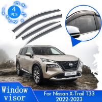 กระบังช่องระบายด้านข้างรถยนต์สำหรับ Nissan X-Trail Xtrail X Trail T33 2022 2023อุปกรณ์เสริมที่บังแดดฝนฟ้าคะนองที่บังแดด