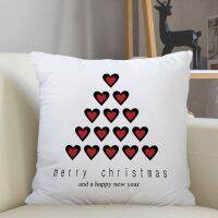 (All inventory) Christmas tree decoration cushion set Santa Claus sofa pillowcase Holiday decoration satin pillowcase 45cm X 45cm (Contact the seller to support free customization. Double sided printing design for pillows)