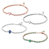 100 925 silver material 2021 winter new original logo shiny love heart pavé tennis bracelet ladies bracelet fashion jewelrygift